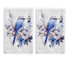 Bird on Flowers Tree Hand Towels Set Cotton 15.5x29.5 Inch
