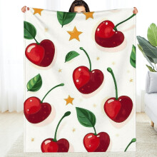 Cherry Pattern Flannel Blanket 60x80 in