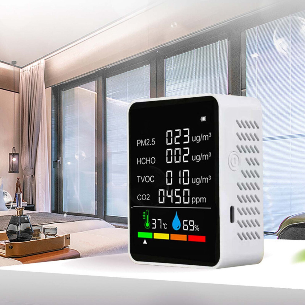 5-in-1 Air Quality Monitor with CO2 HCHO TVOC Temp Humidity