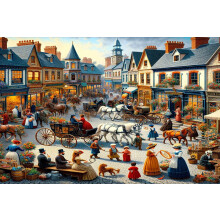 Wooden Jigsaw Puzzle for Adults 300-Piece Town Square Design