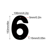 7 Inch Vintage Cast Iron House Number 6 Black