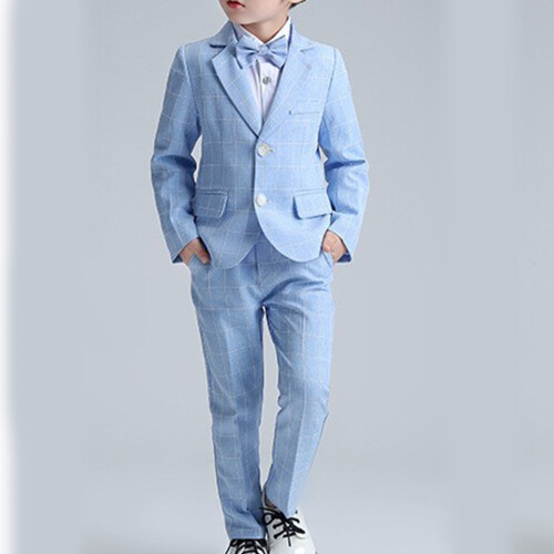 Jungen-Blazer mit fallendem Revers, kariert, blau 2