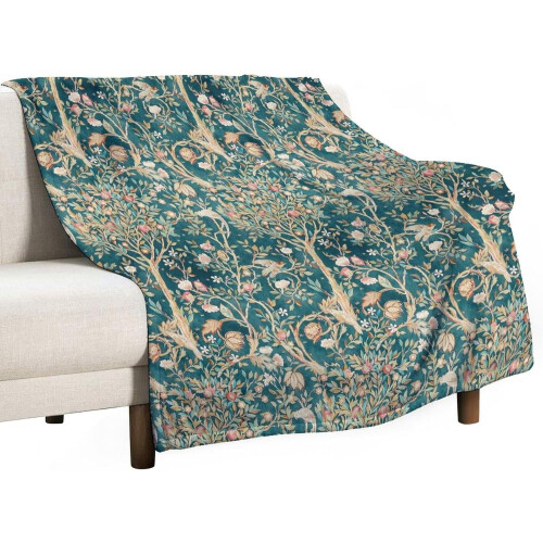 Κουβέρτα William Morris με λουλούδια, ρετρό vintage κουβέρτα φανέλας με τυπωμένα λουλούδια