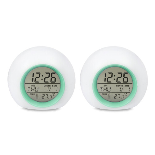 2X Kids Alarm Clock - Wake  Light Digital Clock with 7 Colors Changing, Press Control and Snooze Function for Bedrooms
