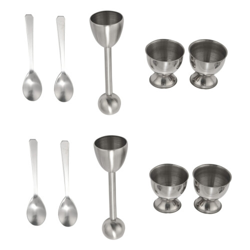 2X Egg Cracker Topper Set – Soft Hard Boiled Eggs Separator Tool – Include Spoons and Cups-Shell Remover