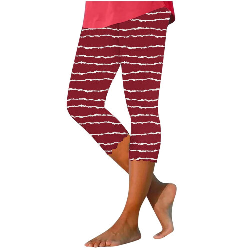 Women's High-Waist Printed Capri Leggings L