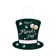 Plaque de porte en bois irlandaise Giyblacko pour la Saint-Patrick, décoration de la Saint-Patrick, chapeau rond, pendentif de bienvenue en bois