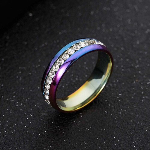 Unisex Stainless Steel Crystal Ring for Couples