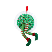 Couronne de Noël en tricot représentant des jambes, idéale pour décorer une porte, une fenêtre ou une fête en intérieur ou en extérieur -