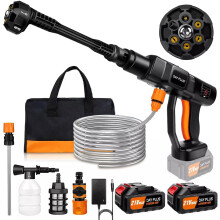 6IN1 Cordless High-Pressure Washing Water Gun Car Jet Washing Machine, 21V 300 Bar/3000 PSI, with 2pcs 3.0Ah Battery, 5m Hose