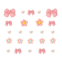 Pink Bow Shoe Charms for Girls 24 pcs