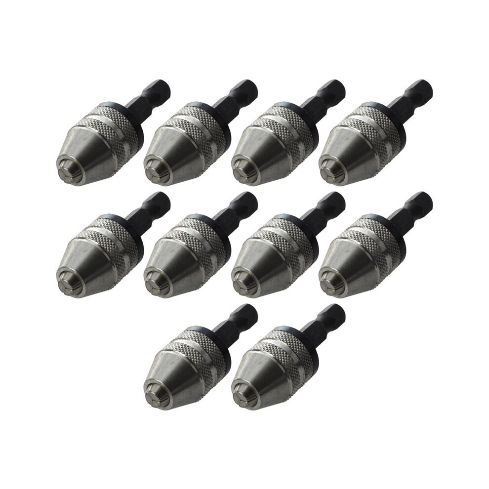 10X Silver+Black 6Mm Keyless Drill Bit Chuck Quick Change Adapter Converter Hex Shank 6032505126989