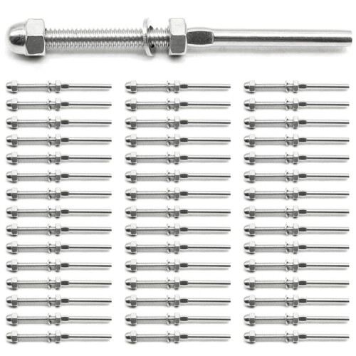 200 Pcs Stainless Steel Handrail Railing Cable Tensioner Threaded Stud End Fitting for 1/8 Inch Cable Wire (200 Pack)