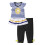 Mädchen-Set: Rüschenoberteil mit Blumenmuster und einfarbige Hose, blau, Größe 5-6 1