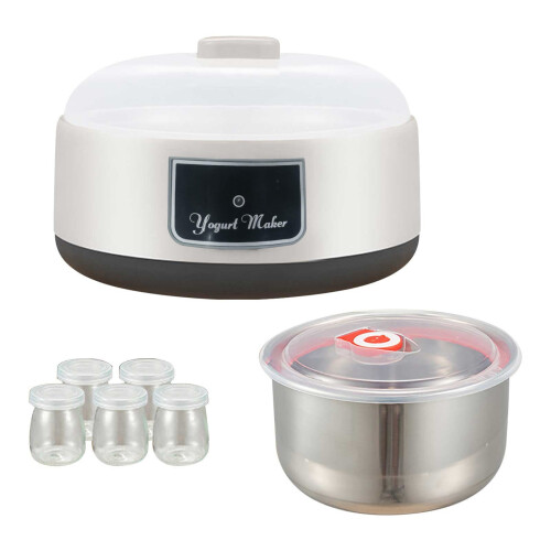 Yogurt Maker 36-Hour Timer 1.2L Stainless Steel with 5 Cups