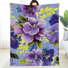 Purple Flower Flannel Blanket 50x60 in