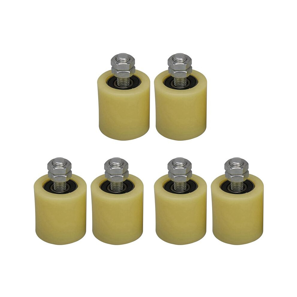 6Pcs 48X50mm Yellow Silver Nylon Steel Flat Roller Bearing Guiding Wheel 6201 M12 Screw For Electric Door Sliding Gate 6031114671934