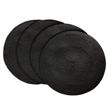 Round Braided Non-Slip Place Mats Black 4-Pack
