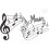 Music Wall Decals Vinyl Musical Notes Waterproof 13.4x23.6 1
