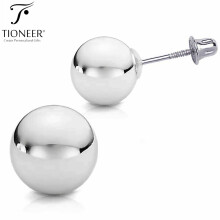 Boucles d'oreilles Tioneer en or blanc/jaune massif 14 carats, minimalistes, rondes, à visser