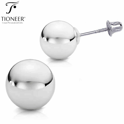 Tioneer Σκουλαρίκια Tioneer 14Κ από συμπαγές λευκό/κίτρινο χρυσό με στρογγυλή βίδα και