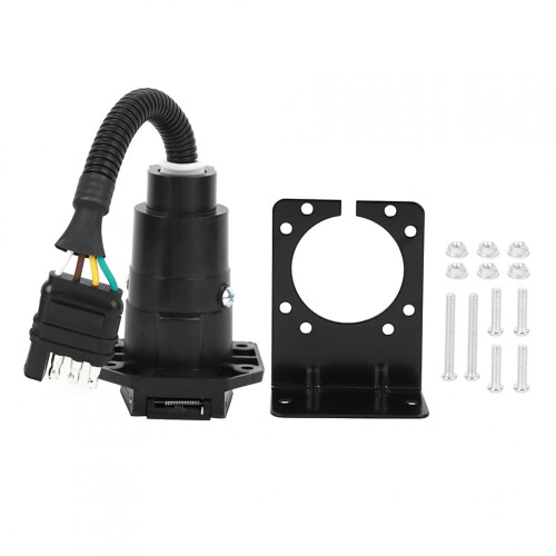 4-Way to 7-Pin Trailer Adapter with Bracket Waterproof US