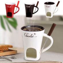 Chocolate Fondue Set Ceramic Cup with Candle Warmer 1 Set