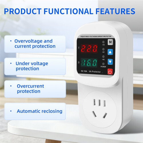 Surge Protector Socket with Adjustable Voltage Control, EU Plug, AC 220V 1