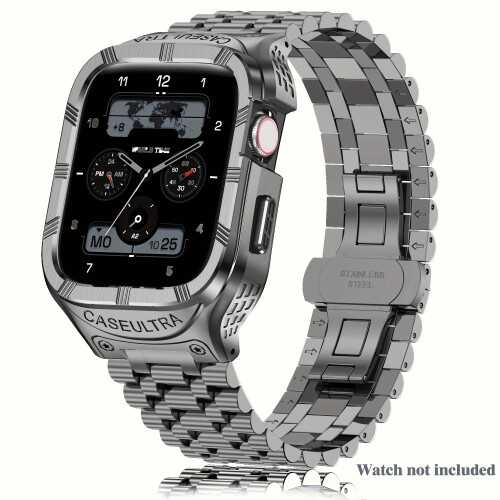 Rustfritt stålurkasse og rem til Apple Watch 49 mm