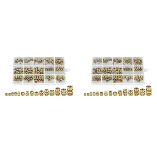 600Pcs Thread Knurled Nuts, Brass Knurled Threaded Insert Nuts, Brass Threaded Inserts for 3D Printing Injection Molding