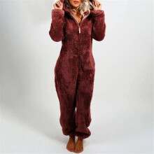Fleece pyjama-onesie voor dames in grote maten met capuchon met kattenoortjes