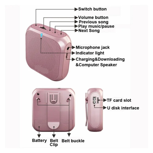 Voice Amplifier Megaphone Portable Loudspeaker with Wired 2