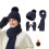 Conjunto feminino de gorro, cachecol e luvas de lã com trama dupla. 1