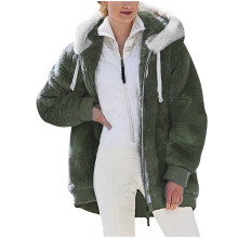 Manteau d'hiver chaud et moelleux Ă capuche pour femme, grandes tailles