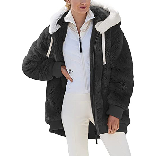 Dames winterjas, plus size, warm, losvallend, pluche