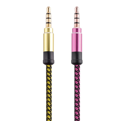 Aux-ljudkabel3,5 mm nylonflätad 2 st