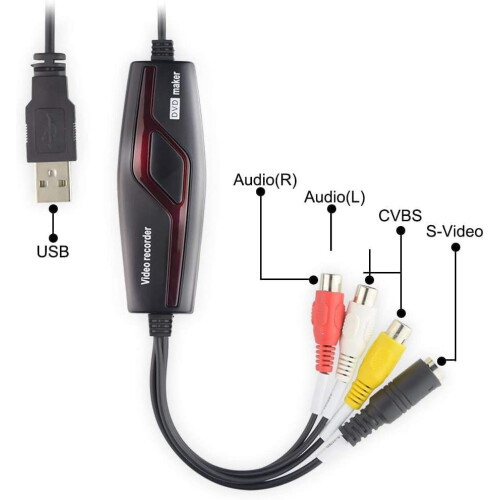 VHS to Digital Converter USB Capture Device for Windows and 1
