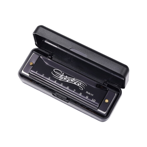 10-Hole 20-Tone Harmonica Portable Black Musical Instrument