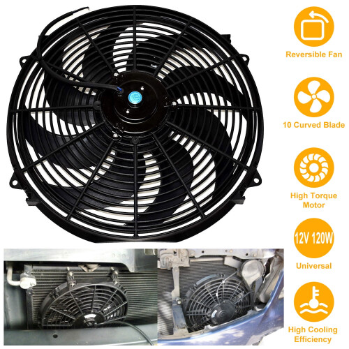 Ventilador de resfriamento de radiador elétrico 12V 16 polegadas 120W 10 pás