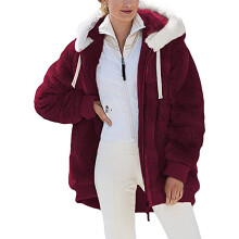 Manteau d'hiver chaud Ă capuche en peluche pour femme, grandes tailles