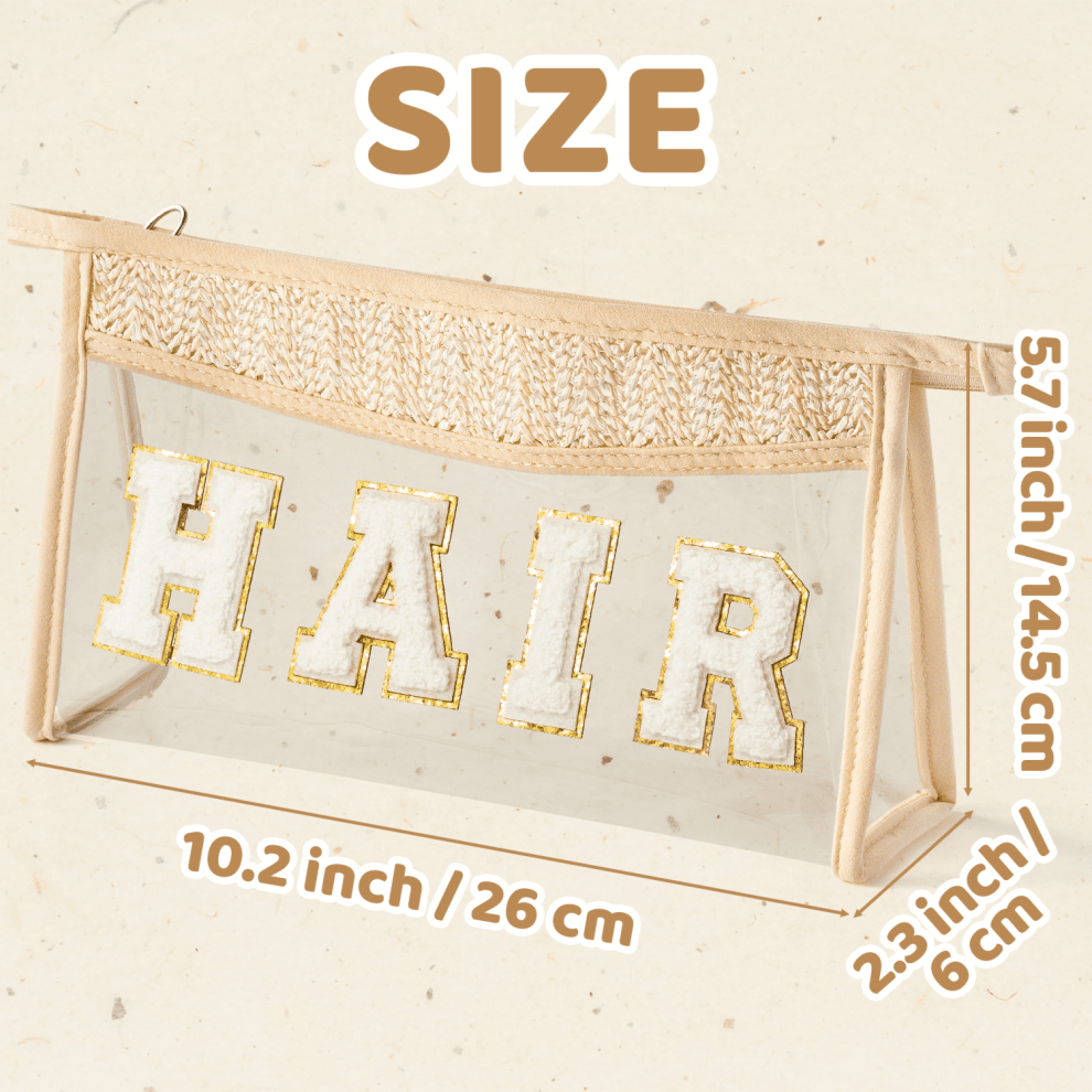Straw Triangle Makeup Bag Transparent for Summer Travel