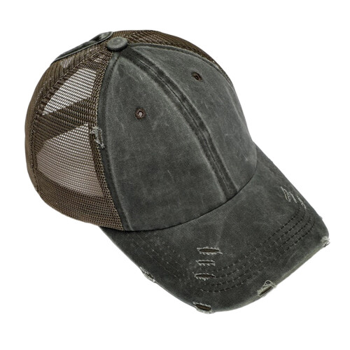 Gorra de béisbol para mujer con coleta y parte trasera de malla.