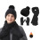 Conjunto feminino de gorro, cachecol e luvas de lã com trama dupla. 1