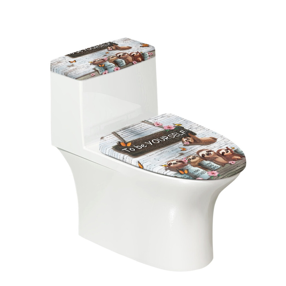 Toilet Lid Cover Set Stretch Machine Washable 2 Pieces 9455834413600
