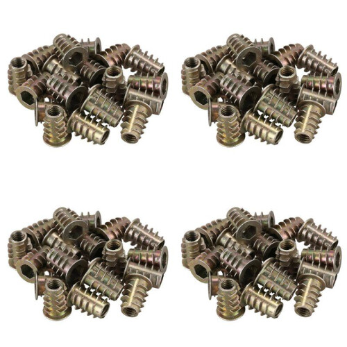 80 Pieces M6x 15mm Hexagon Socket Screw Thread Insert Nut for Wood
