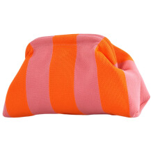 Women's knitted clutch purse striped woven bag pink orange