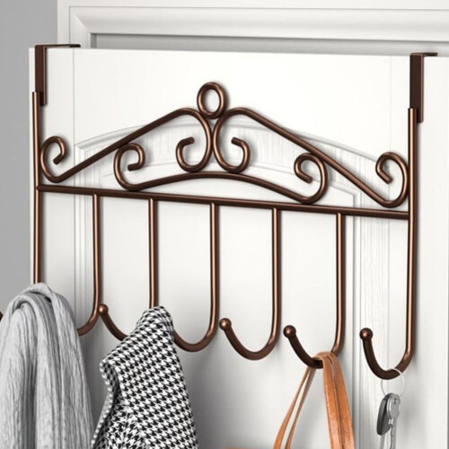 Crochets de porte en fer à 6 crochets blancs