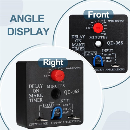 4Pcs Delay  Make Timer, QD-068, 0.03 to 10 Min, Adjustable Delay, 19-288 VAC or 2