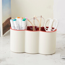 Plastic opbergbakjes met deksels, set van 6, voor pennen en cosmetica.