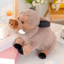 Embroidered Boar Plush Toy 10 Inch Felt Hooves Safety Teeth
